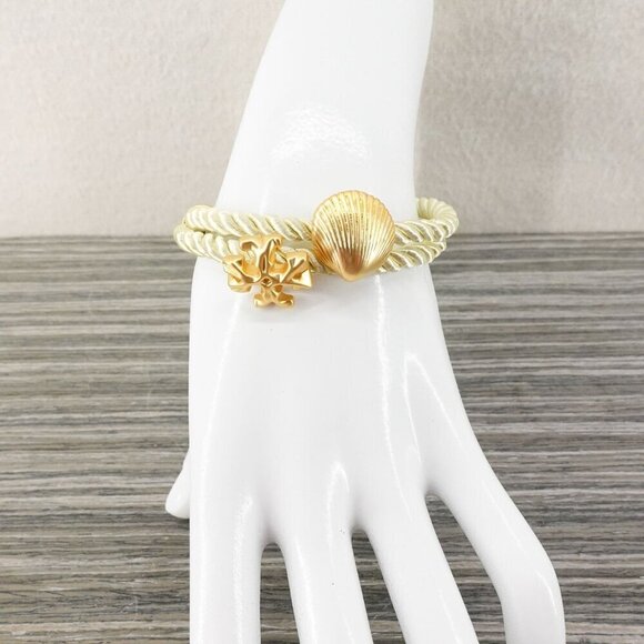 Tory Burch Shell Logo Rope Bracelet Ivory OS - Picture 5 of 12
